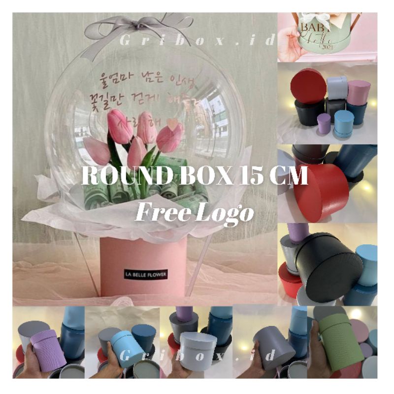 Jual Round Bloom Box / Box buket balon / Flower box / Bunga Box / Buket bunga Box / Blooming Box