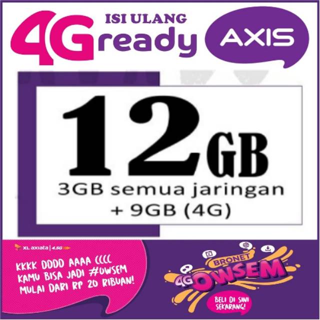 PAKET KUOTA VOCER AXIS AIGO OWSEM 4G MURAH 1GB 2GB 3GB
