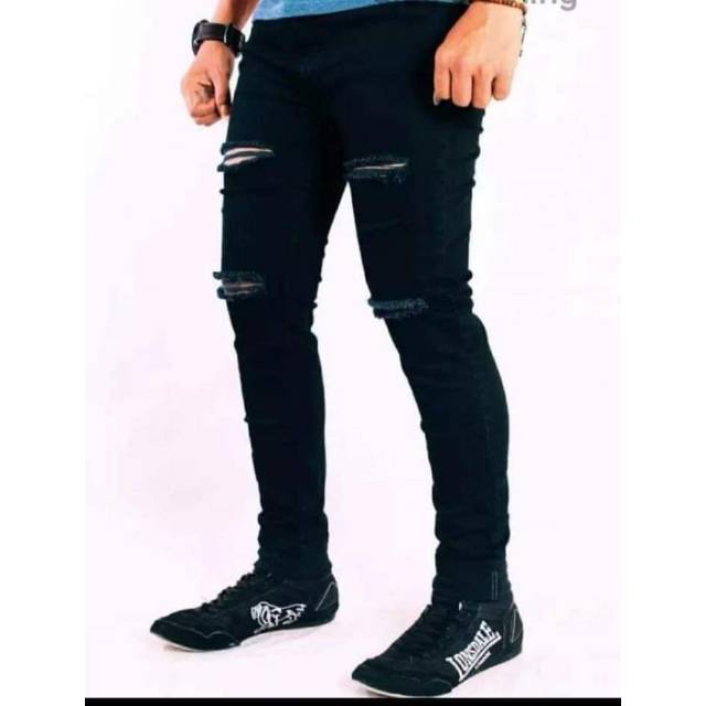 celana sobek pria/celana ripped denim soft jeans Shopee Indonesia