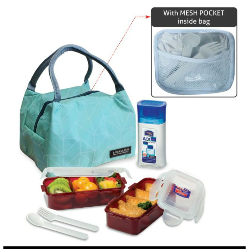 Lock & Lock Lunch Bag Set /New Lock&Lock Lunch Box HPL758S4SPS /Lock n