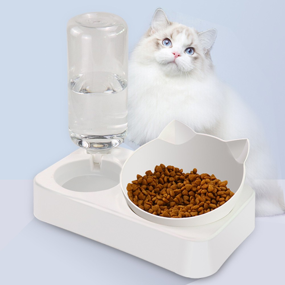 CY Pet Supplies Automatic Feeder Dog Cat Food Double Bowl with Water
