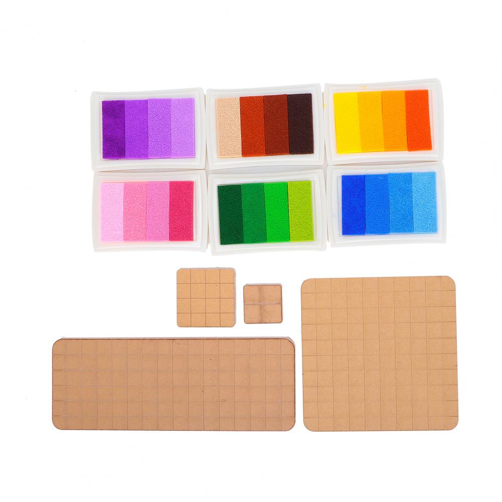 Stamp Pad Ink Pad Acrylic Set DIY Transparent Round Angle Manual Stamp Kits ThaiPick