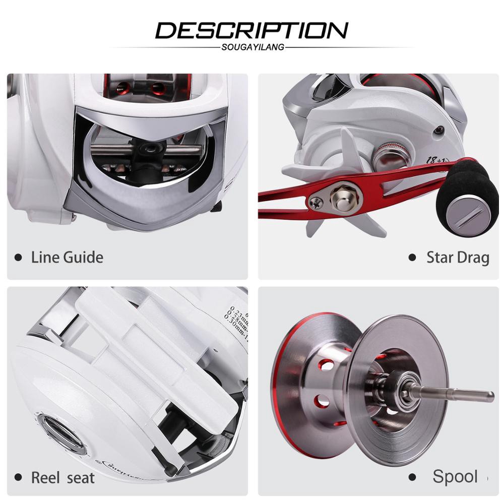 Sougayilang 18+1BB Baitcasting Fishing Reel Strong Drag Power 10kg Right/Left Carp Fishing