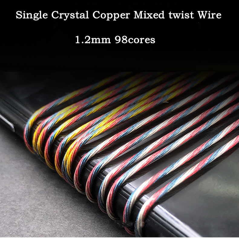 DIY Single Crystal Copper Earbuds upgrade Mixed twist wire cable Silver plated copper wire 1.2mm