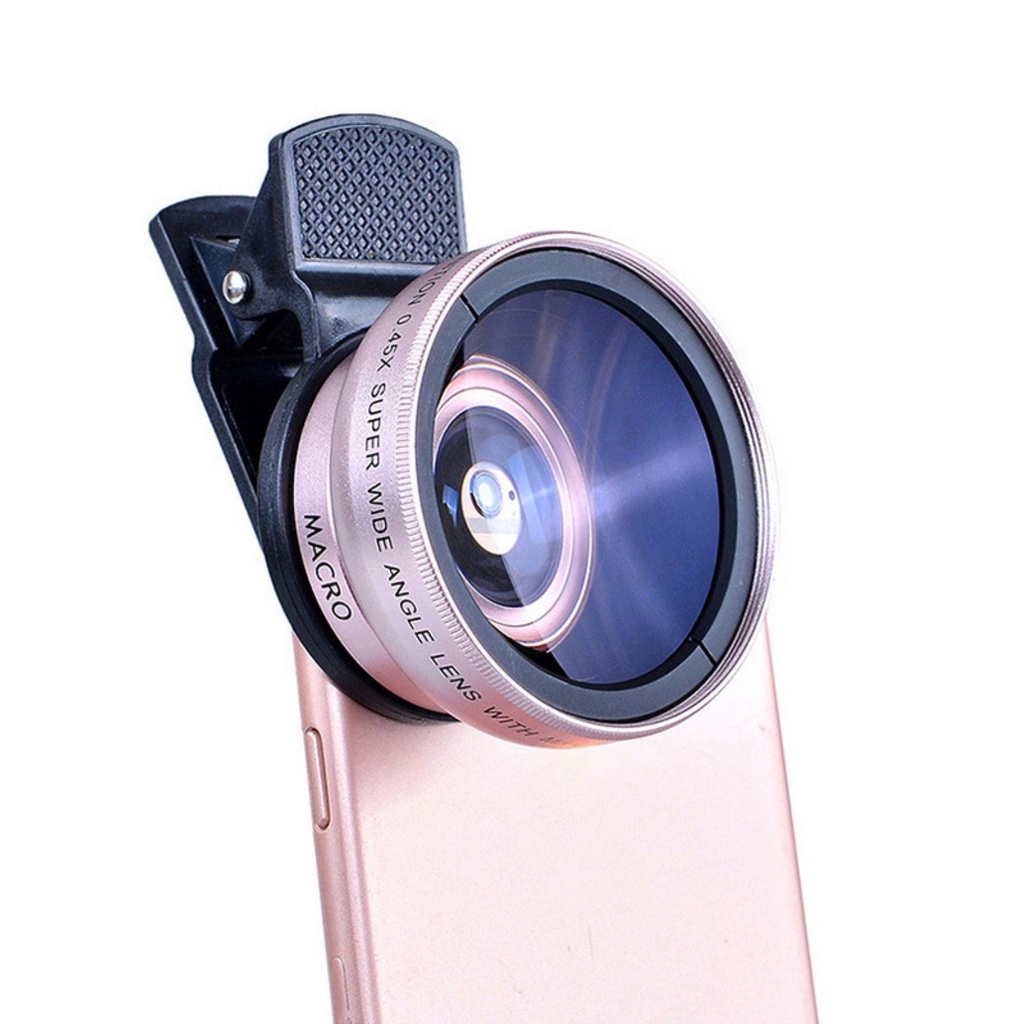 Universal Mobile Phone Lens 2 in 1 Universal 37mm 0.45X 49UV Wide Angle Macro Cell Phone Camera