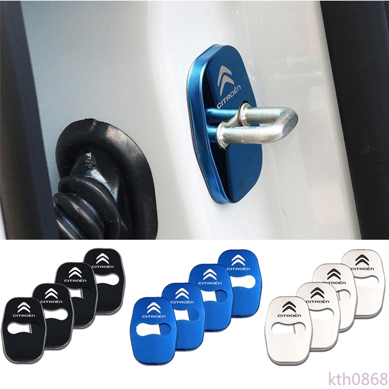 In stock 4PCS Car Door Lock Cover Latch Case Stainless Steel Gate Lock