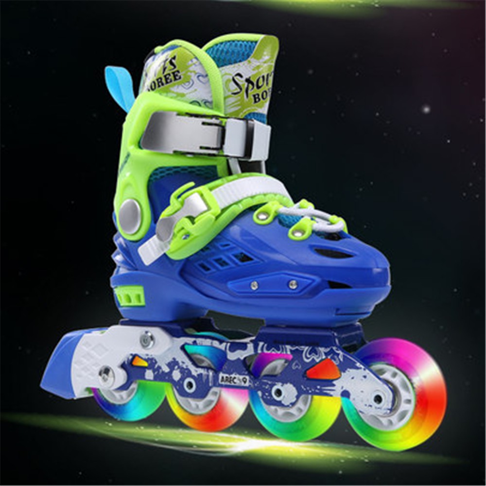 โรลเลอร์สเกต：rofessional children's skates flat flower men and women