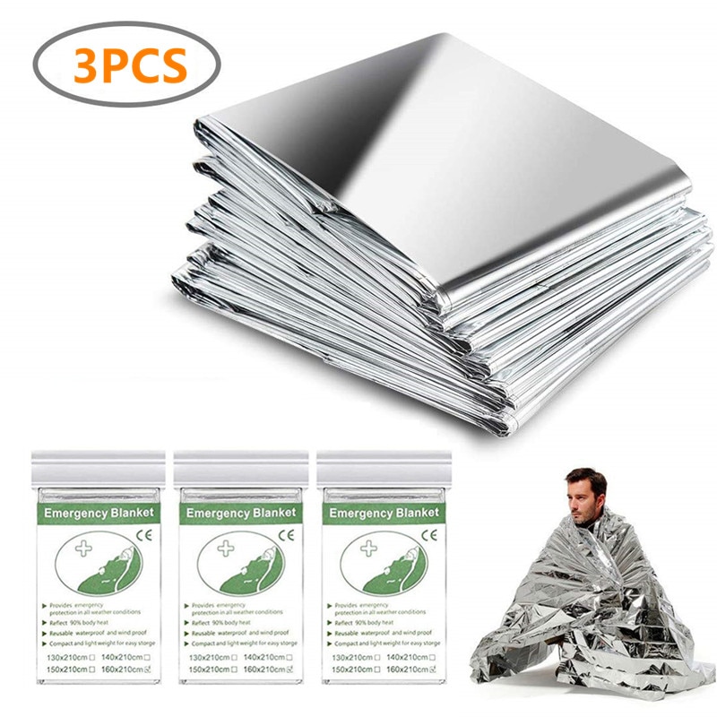 3 Pack Emergency Blanket Thermal Mylar Space Blanket Silver Foil
