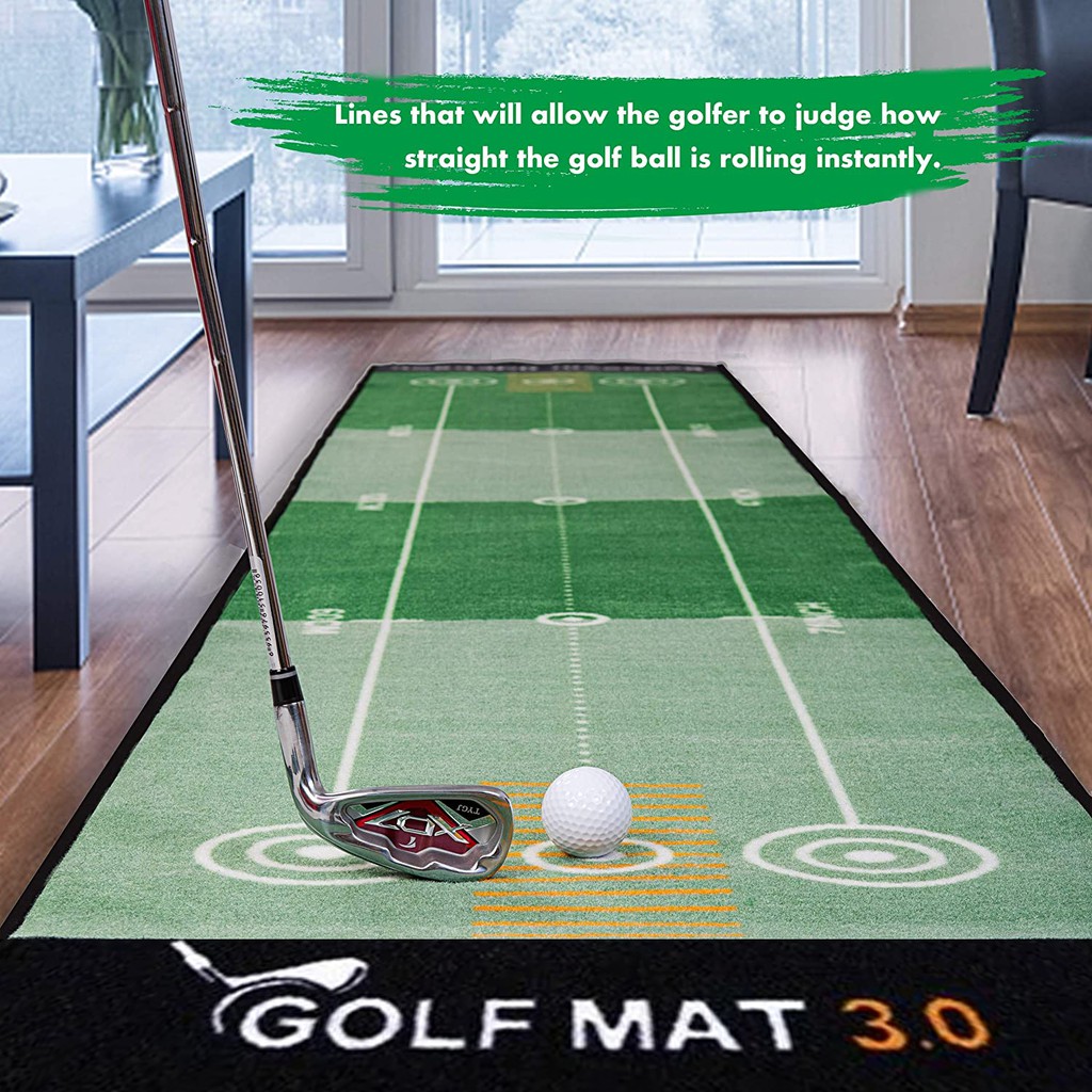 พรมซ้อมพัตต์ 3 IN 1 พรมซ้อมกอล์ฟ Golf Putting mat ฝึกพัตต์ตามระยะ 2 Way