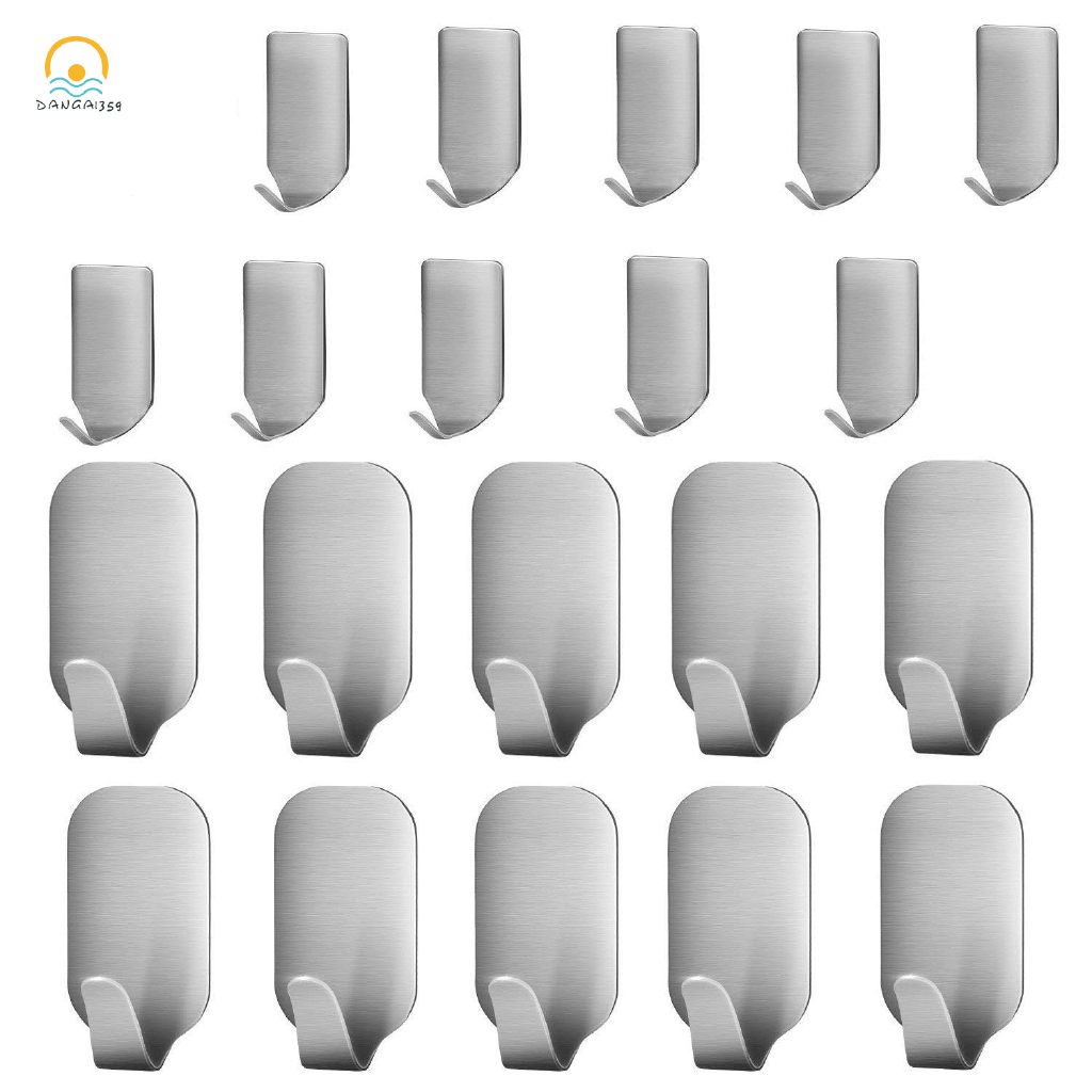 20 PCS Adhesive Hooks, Heavy Duty Wall Hooks Stainless Steel Ultra