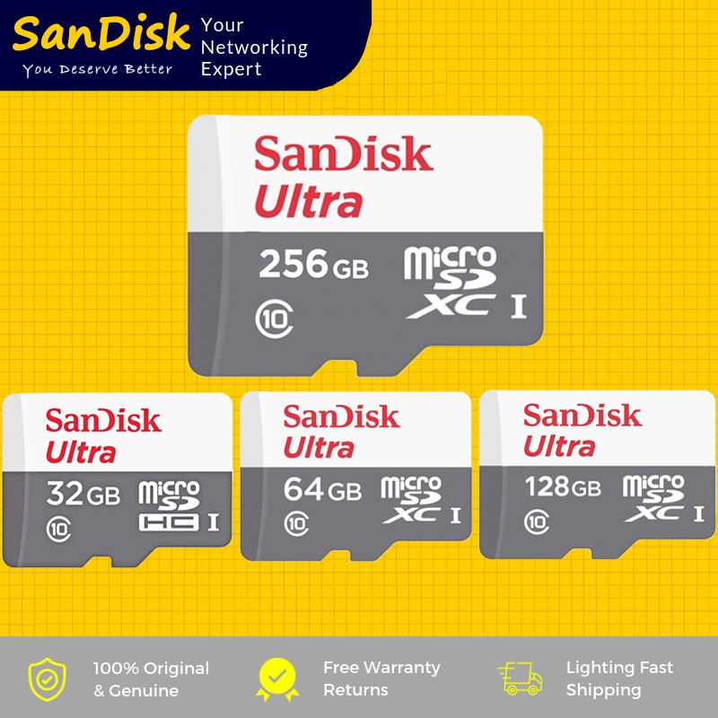 Micro SD Card SanDisk 8GB 16GB 32GB 64GB 128GB 256GB Ultra CLASS10