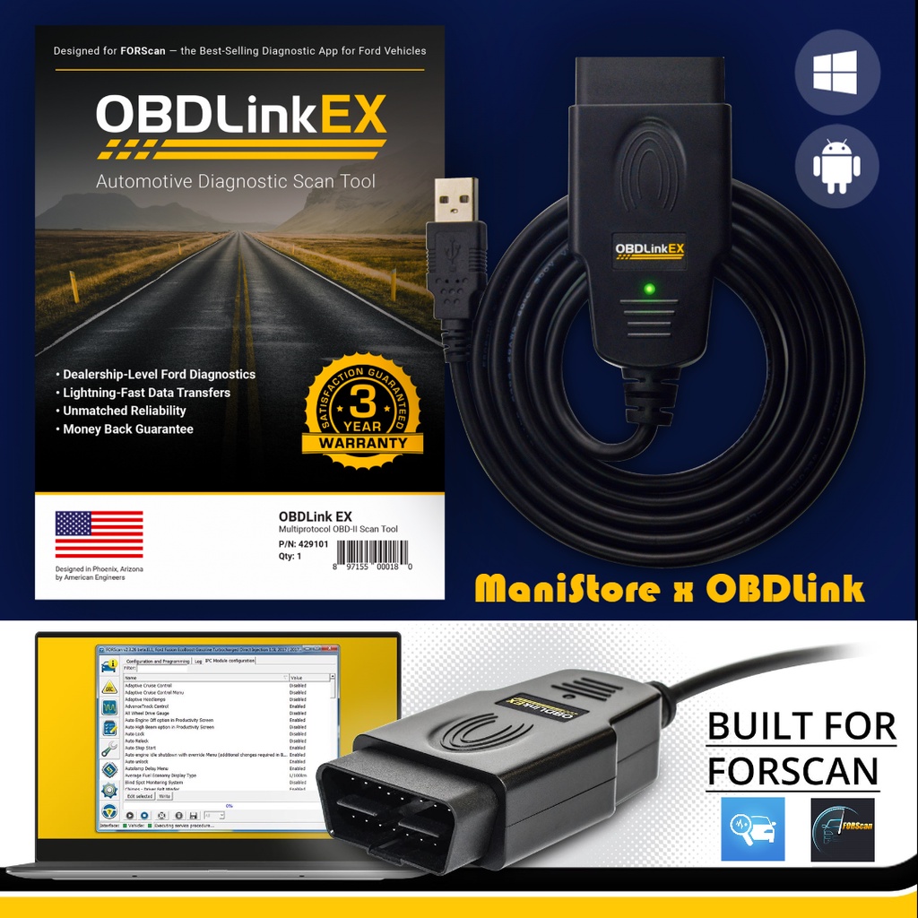 OBDLink EX USB Professional FORScan software Scan Tool and OBDwiz