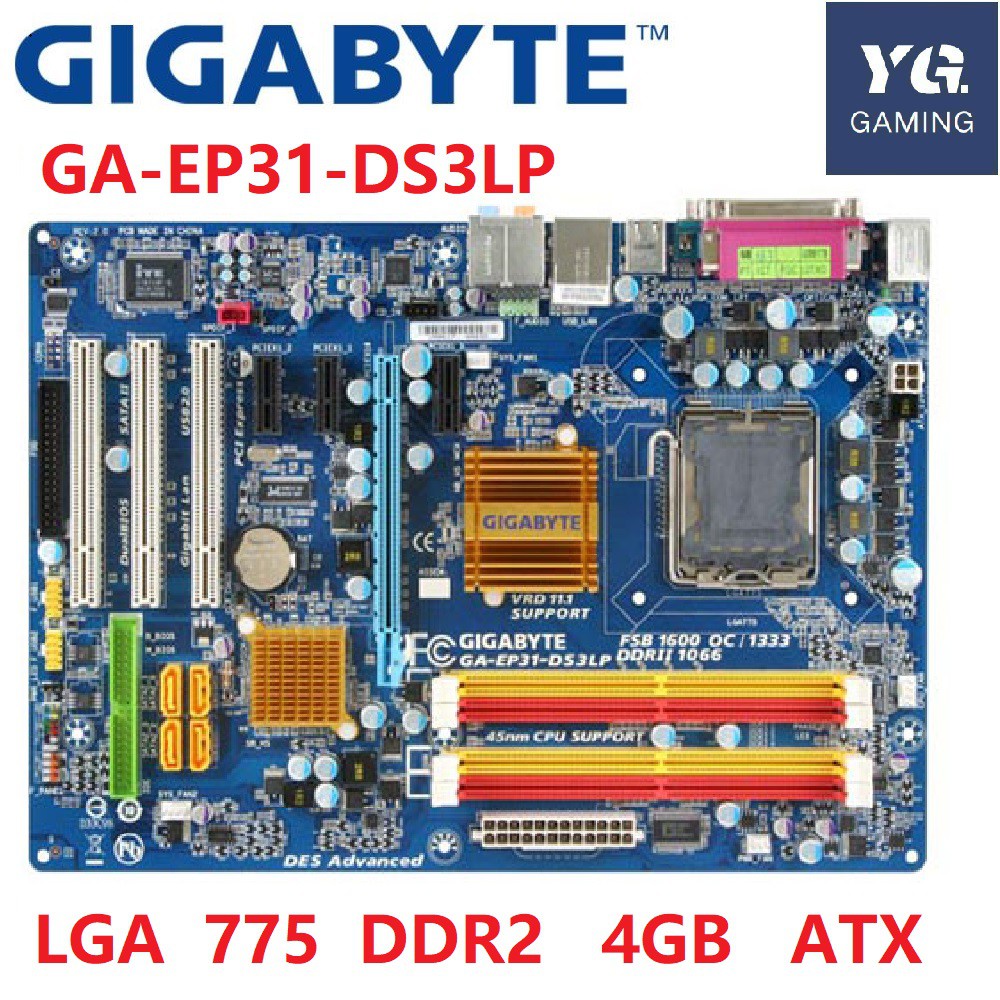 ร้อน】GIGABYTE GAEP31DS3LP Desktop Motherboard P31 Socket LGA 775 For