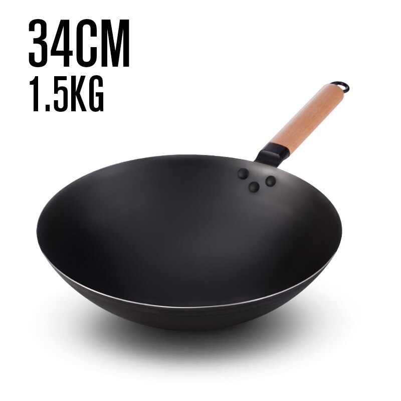Cooking Wok Household large Iron ot Oldfashioned Uncoated Nonstick an