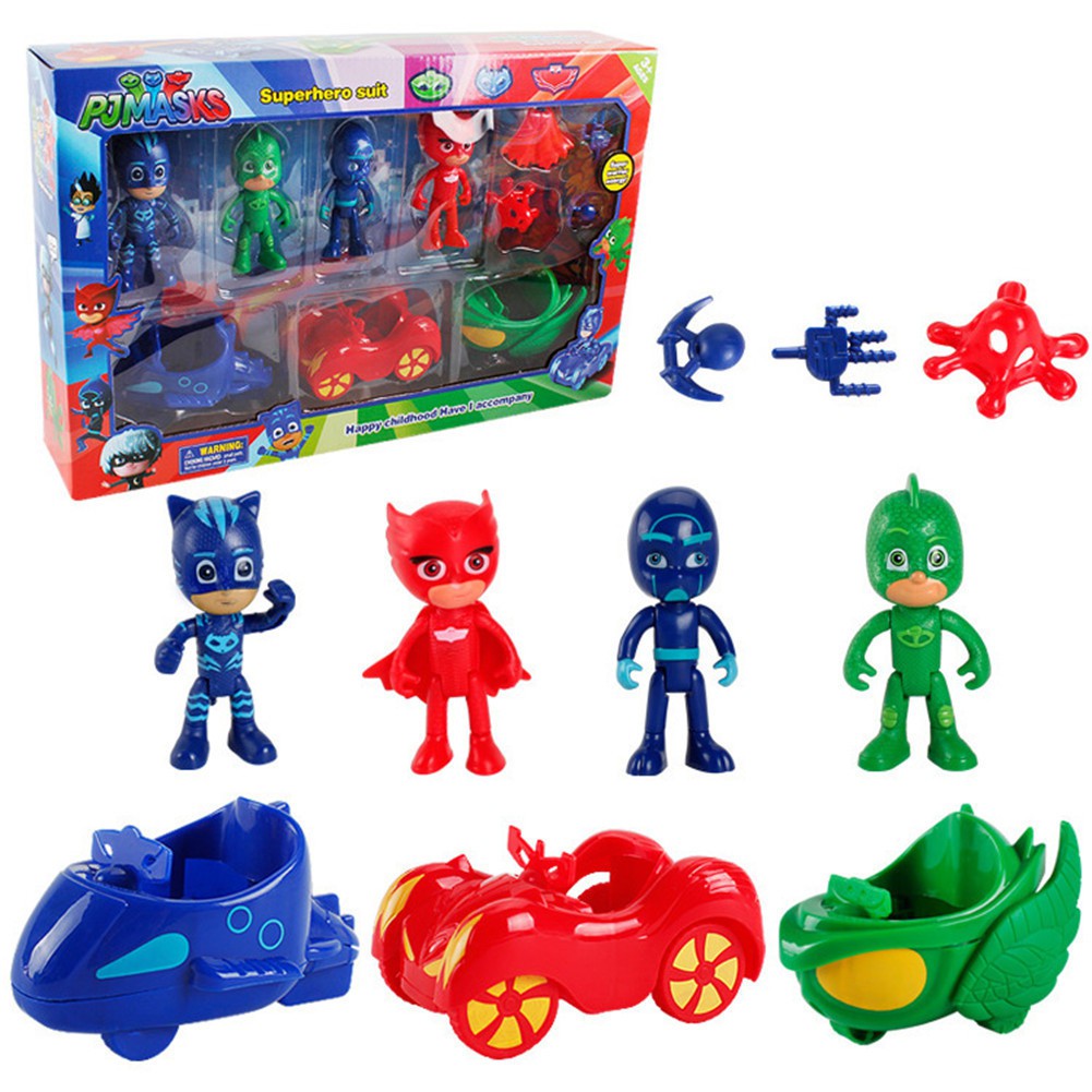 10 PCS/Set PJ Masks Toys Doll With Scooter Box Catboy Owlette Gekko