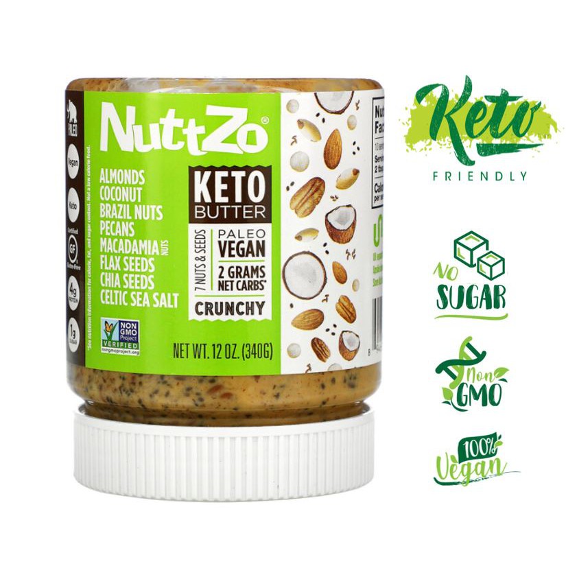 Nuttzo เนยถั่ว ธัญพืช Keto butter 7 Nuts Seeds Crunchy 12 oz (340 g
