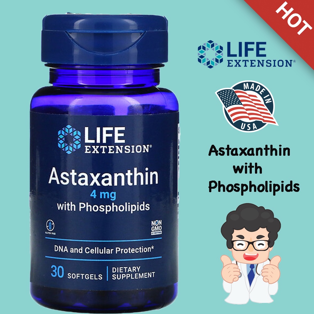 LIFE EXTENSION Astaxanthin 4 mg with Phospholipids exp.0523 ราคาพิเศษ