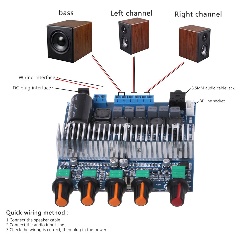 kool 50W+50W+100W Amplifier Board 2.1 High Power HIFI Digital Bass