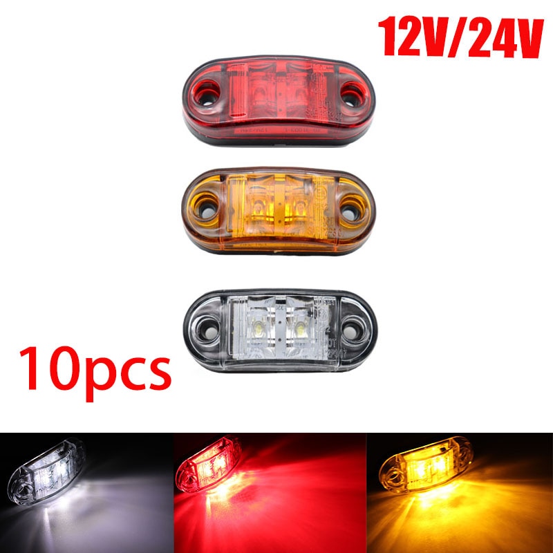 10pcs Warning Light LED Clearance Light Oval Trailer Truck Orange White