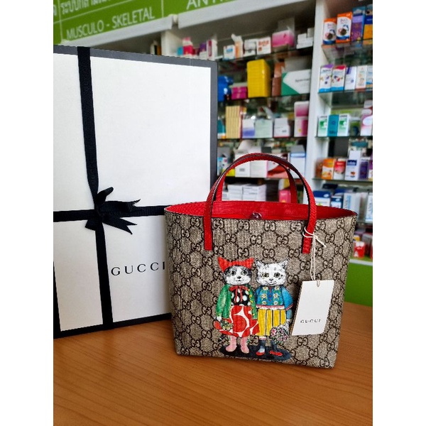 Gucci kid cat tote แมวคู่ หายากมาก Shopee Thailand