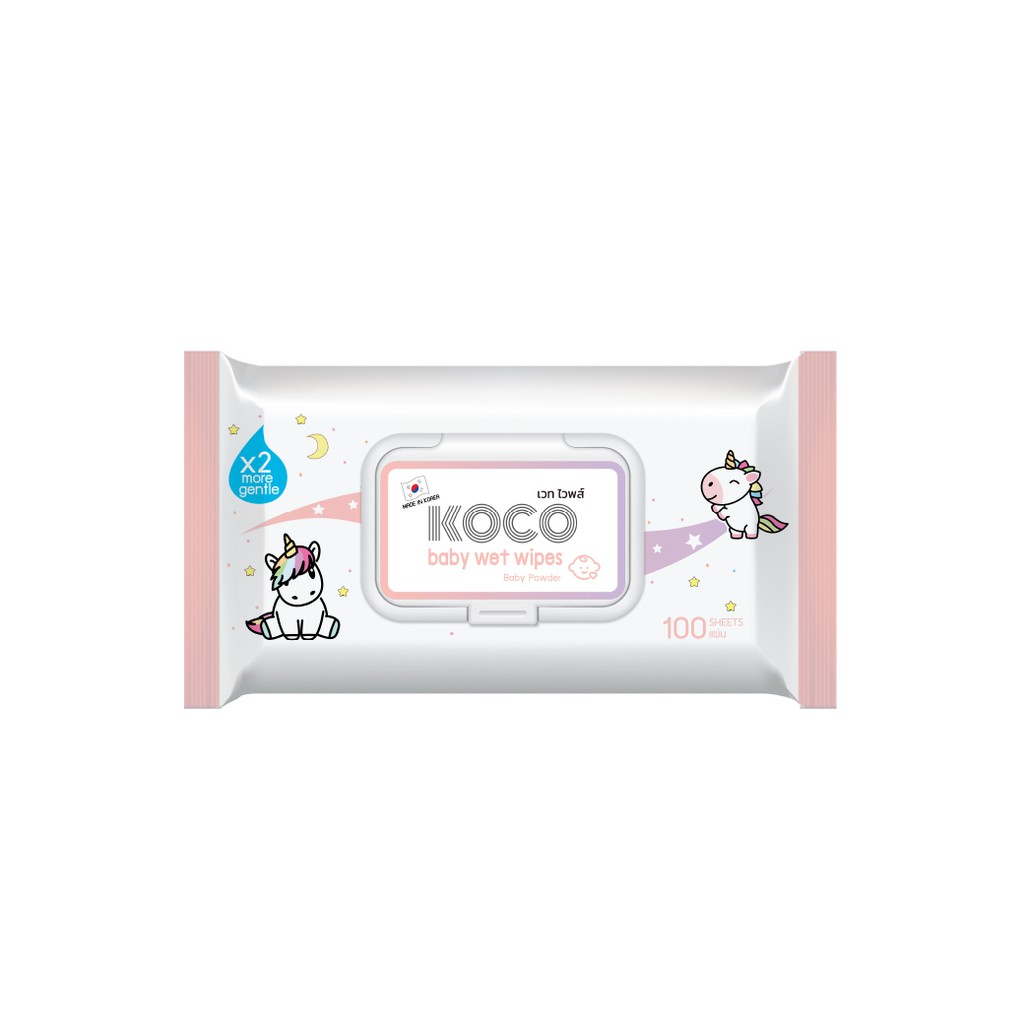 KOCO Baby Wet Wipes (Baby Powder) ผ้าเปียก 100 แผ่น 1 ซอง Shopee Thailand