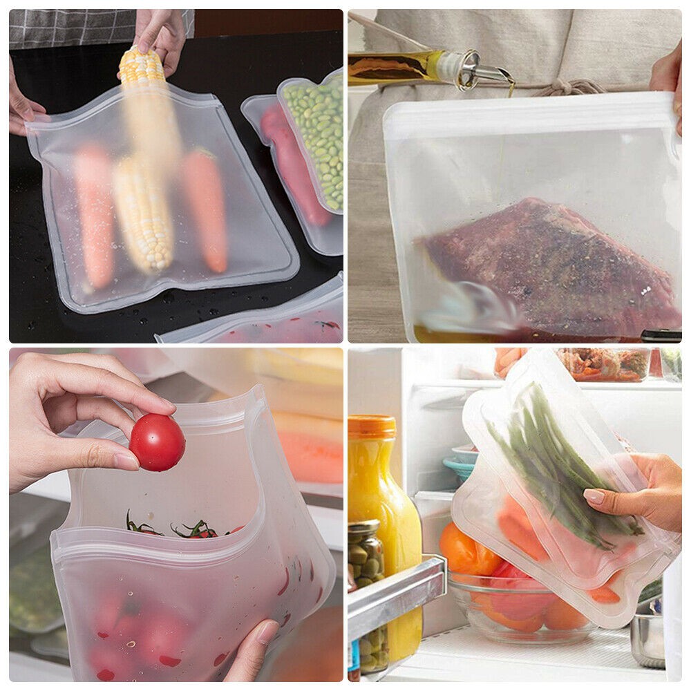 10pcs Thickened PEVA Food Bag Reusable Freezer Bags Storage Ziplock