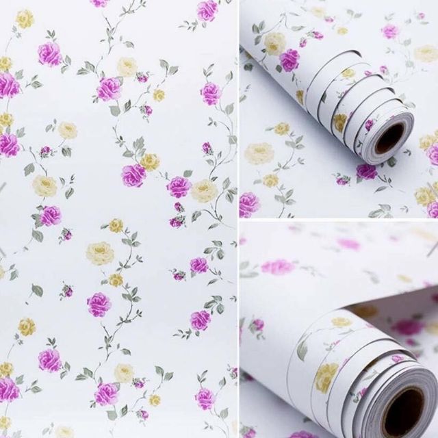 wallpaper stickerวอลเปเปอร์PVC กาวในตัวกันน้ำ DIYราคาถูก ติดผนังแต่ง