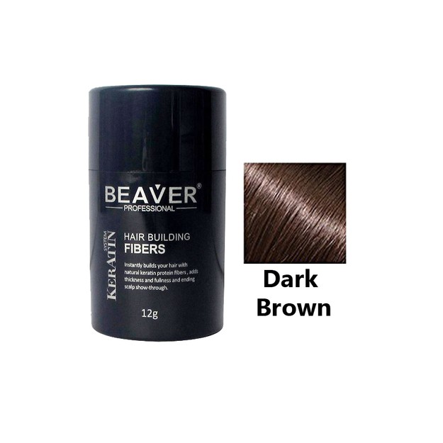 Beaver Keratin Hair Building Fiber Dark brown 12g สีน้ำตาลเข้ม ผงโรย