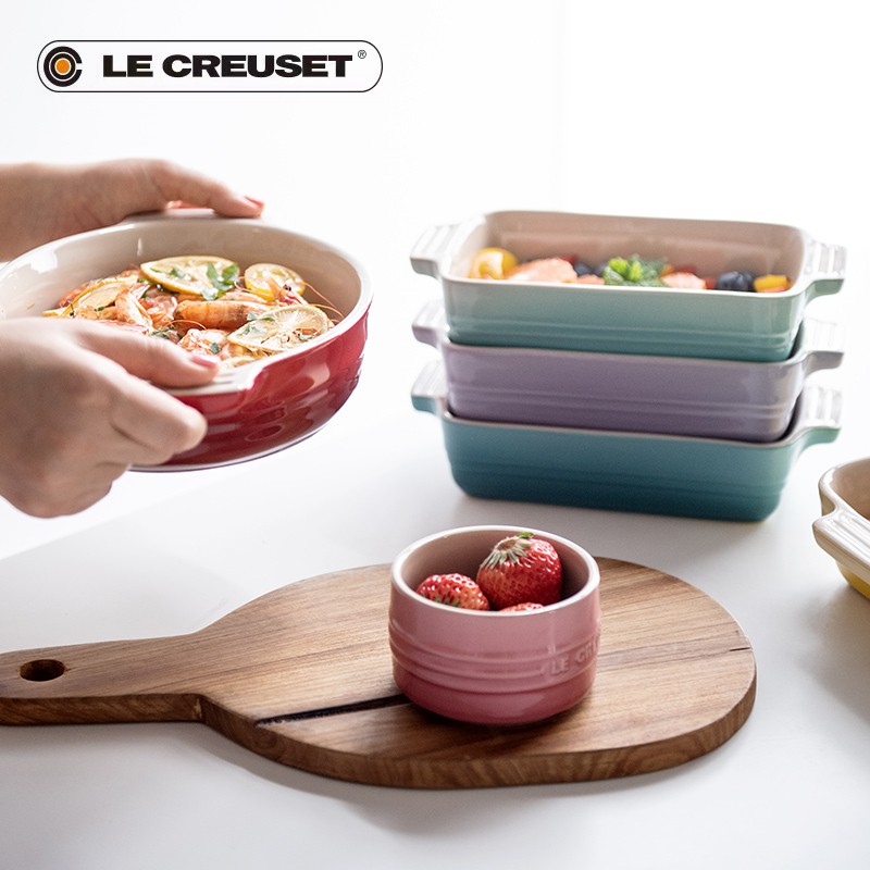 French LE CREUSET Cool Color Stoneware Porcelain Rectangular Grill