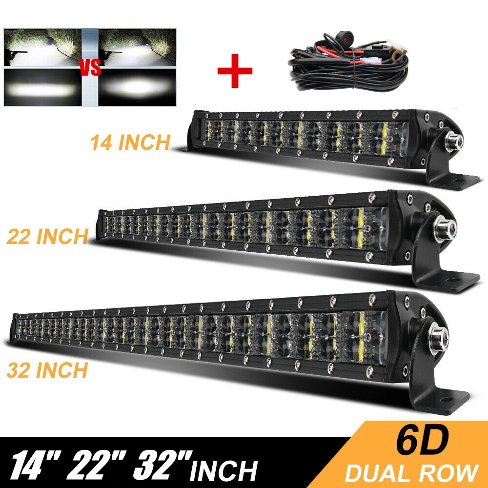 6D Bright 22'' 32'' OFFROAD LED WORK LIGHT BAR 200W 300W SPOT FLOOD COMBO DUAL ROW SLIM LAMP