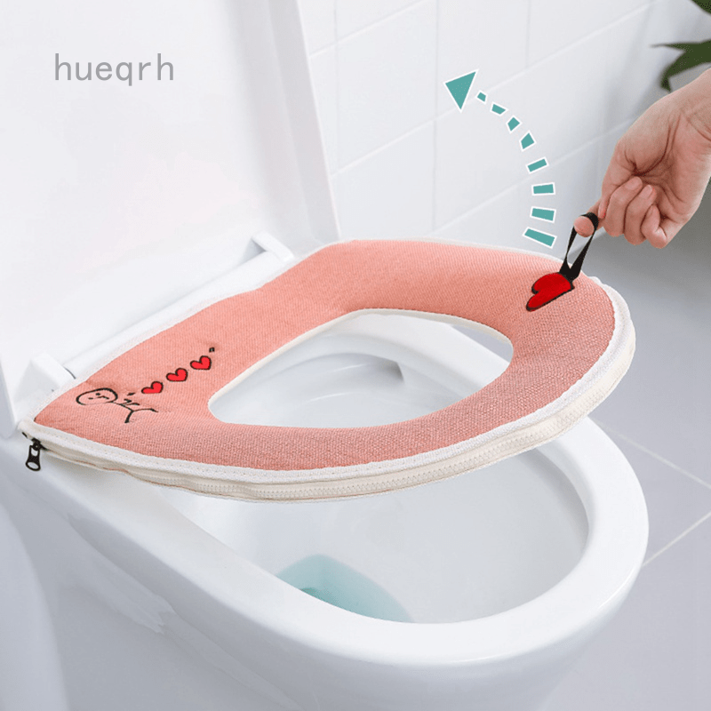 Hueqrh toilet seat washer household waterproof zipper toilet seat cover