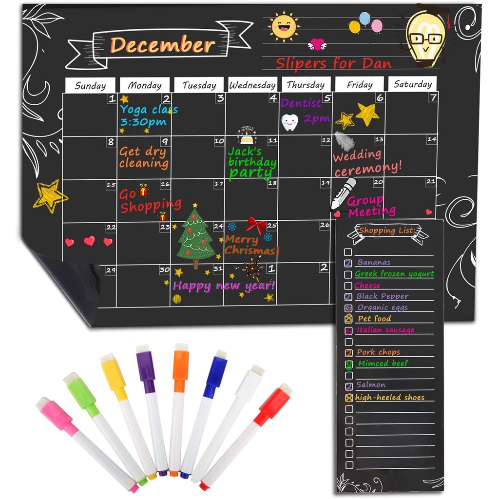 MoKo Dry Erase Monthly Calendar Planner and Grocery Shopping