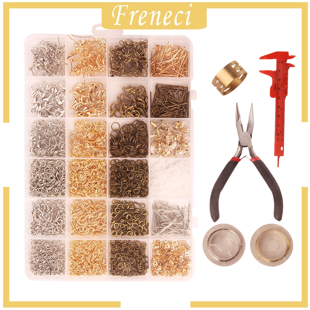 [FRENECI] 3000 Pieces Lots Bulk Gold Silver Bronze Tone Jewelry Findings Set Jewelry Making Kit