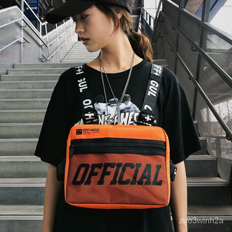 Male Letter Shoulder Square Waist Streetwear BagTactical Bag Men Bullet