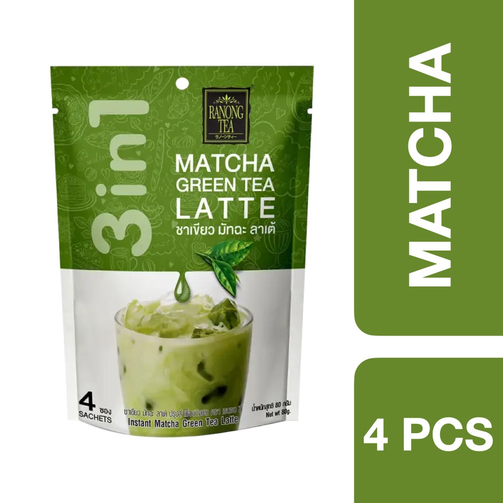 Ranong Tea 3In1 Matcha Green Tea Latte 4 Sachets ++ เรนองที 3In1 ชา