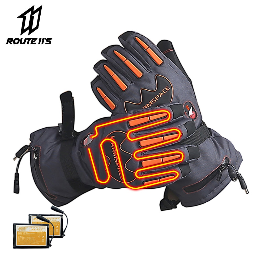 Motorcycle Gloves Waterproof Heated Winter Battery Powered Moto Gloves