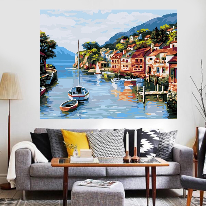 ★Paint By Numbers For Adults, DIY Canvas Oil Painting Kit Acrylic