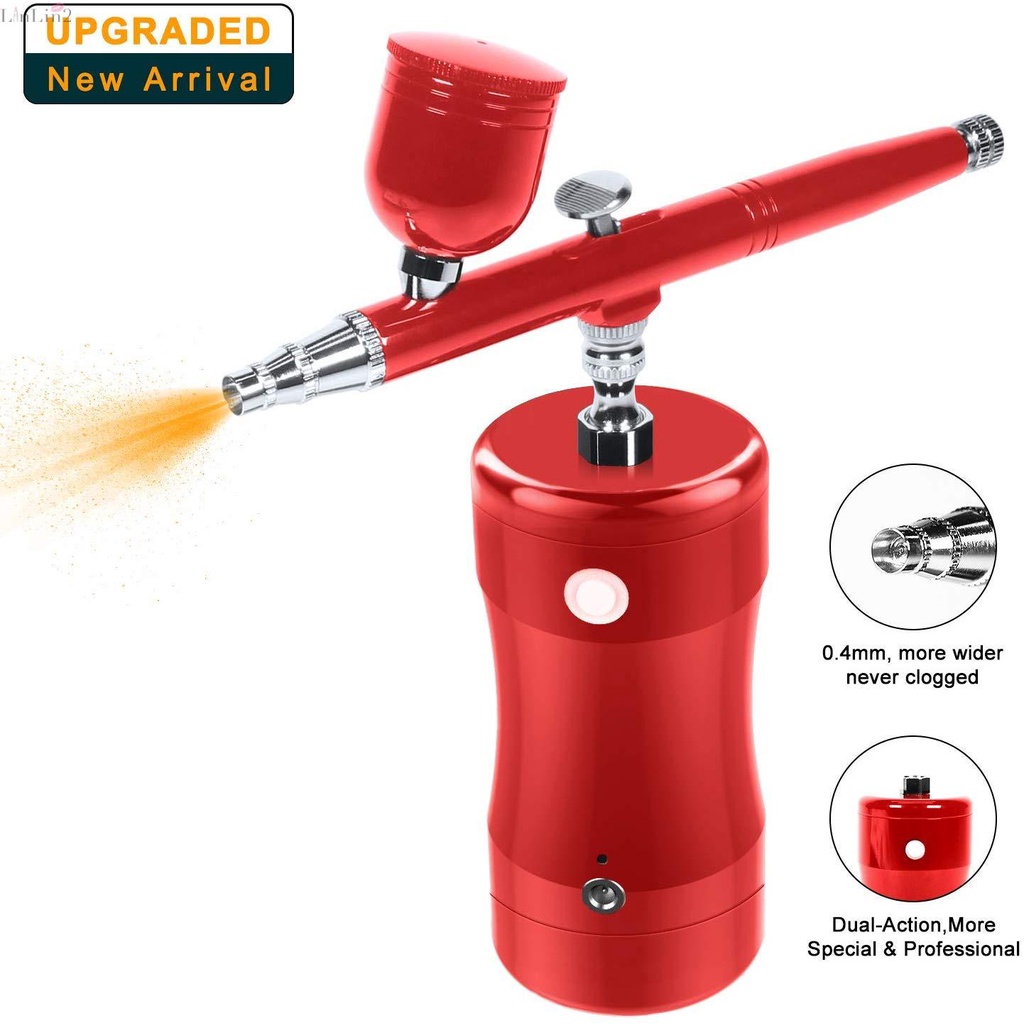Auto Airbrush Kit Rechargeable Handheld DualAction Mini Air Compressor Airbrush Set with 0.4mm
