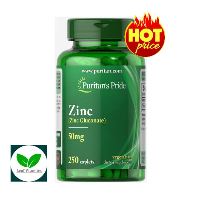Puritan's Pride Zinc Gluconate 50 mg (Chelate) / 250 Tablets Shopee