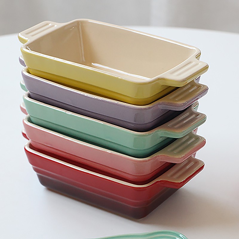 French LE CREUSET Cool Color Stoneware Porcelain Rectangular Grill