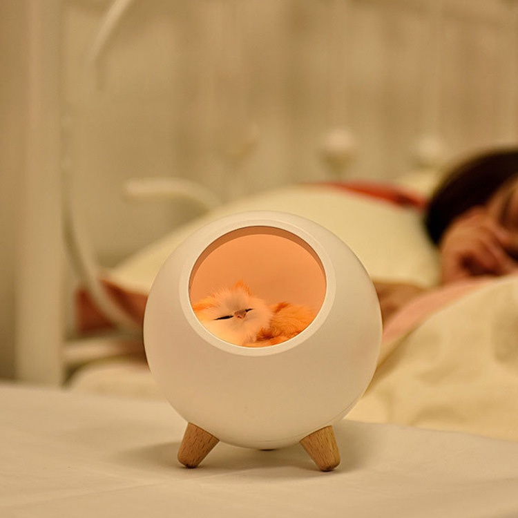 【HATELI】Cute Cat Pet House Ambience Lamp Usb Charging Cute Cartoon Mini