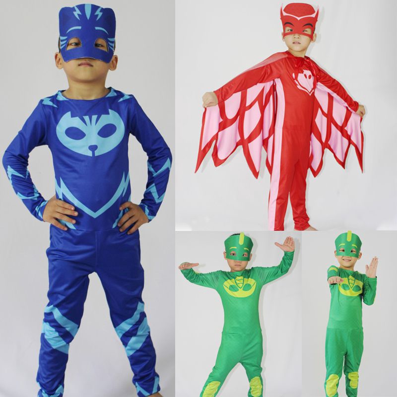 NobleKids PJ Mask Costume Catboy Owlette Gekko Jumpsuit Halloween Fancy