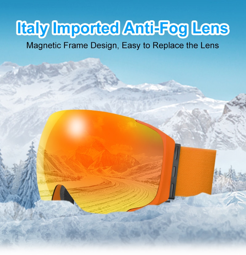 PHMAX Men Ski Goggles Winter AntiUV Snowboard Goggles Anti