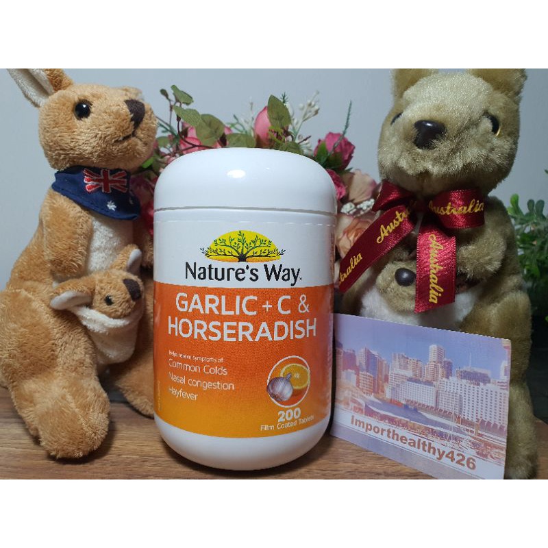 Nature's Way Garlic + C & Horseradish วิตามินซี กระเทียม จำนวน 200 เม็ด