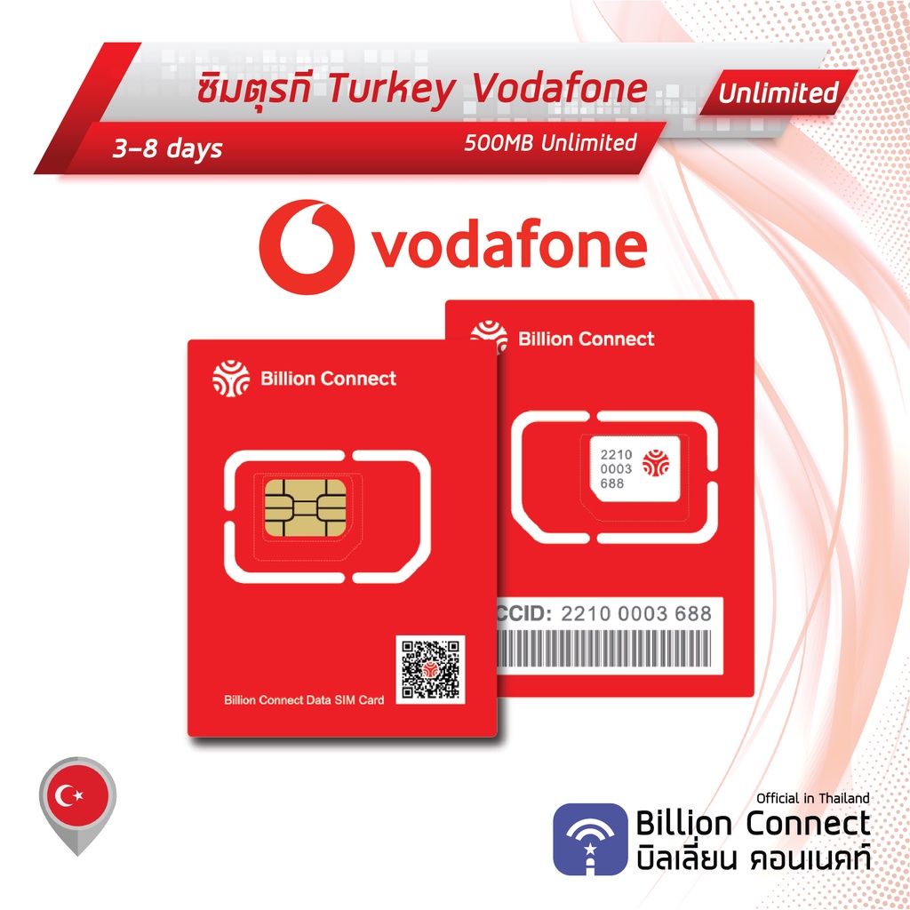 Turkey Sim Card Unlimited 500MB Daily Vodafone ซิมตุรกี 38 วัน by ซิม