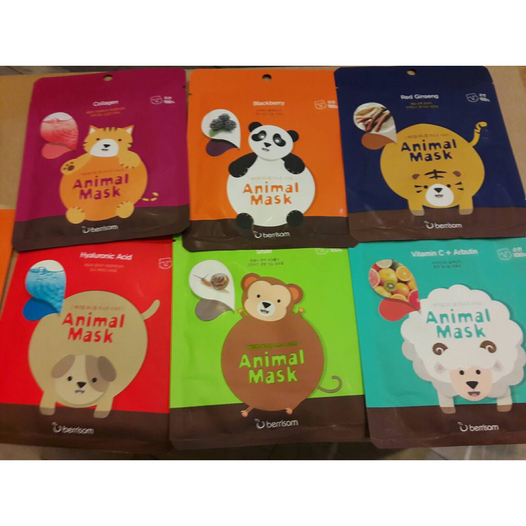 Animal Mask Berrisom มาส์กหน้ารูปสัตว์ (เกาหลีแท้100) ค่ะ Shopee