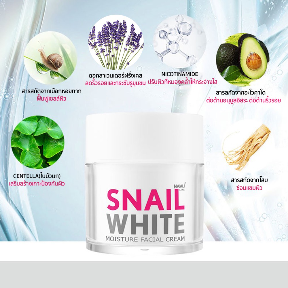 SNAIL WHITE สไนล์ไวท์ มอยส์เจอร์ เฟเชียล ครีม ครีมบำรุงผิวสเนล ครีมลด