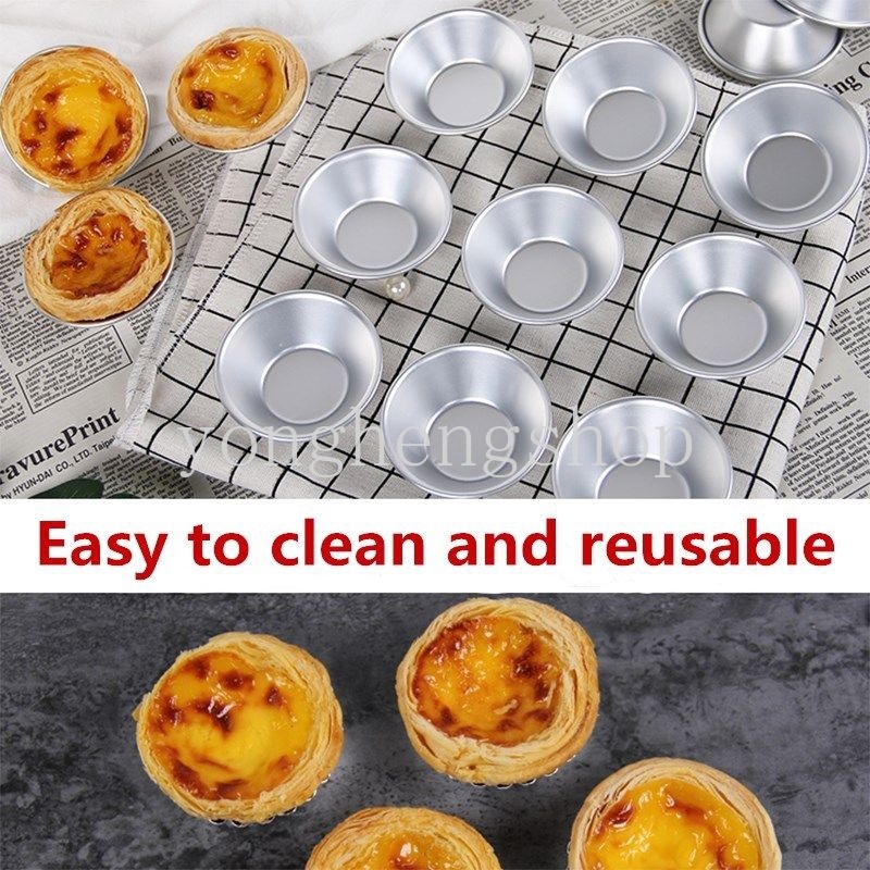 สะดวก10pcs/set Aluminum Egg Tart Mini Mold Cupcake Cake Cookie Tin