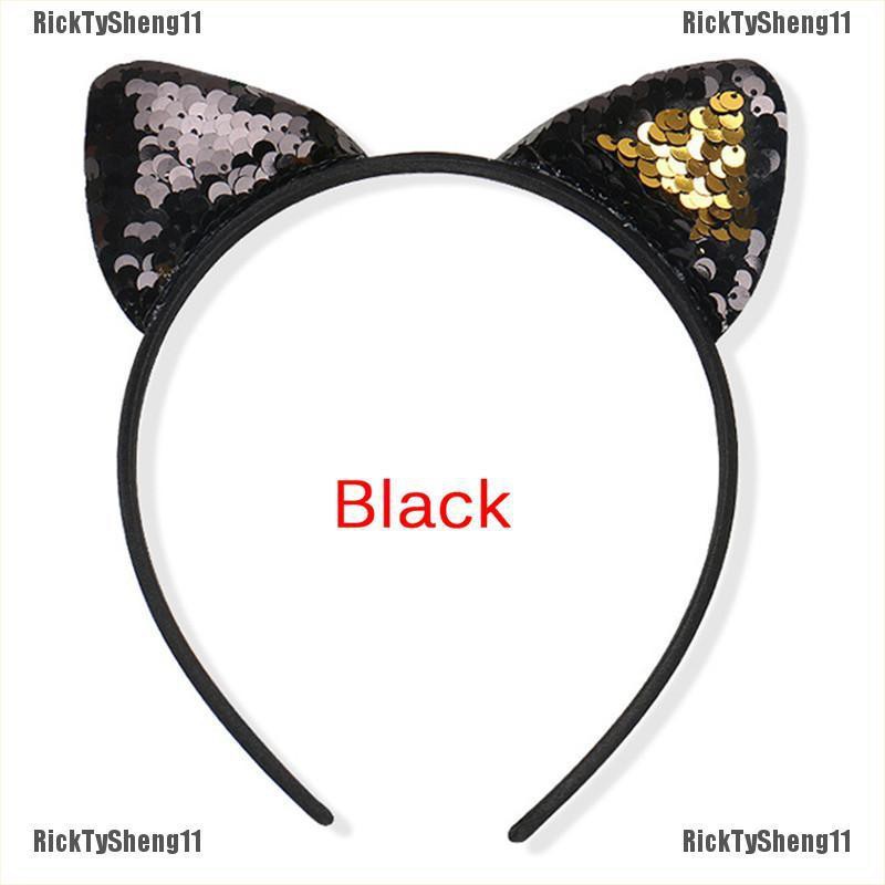 [COD RTS]Girls Sequins Hairband Cat Ear Cosplay Headband Women Headwear