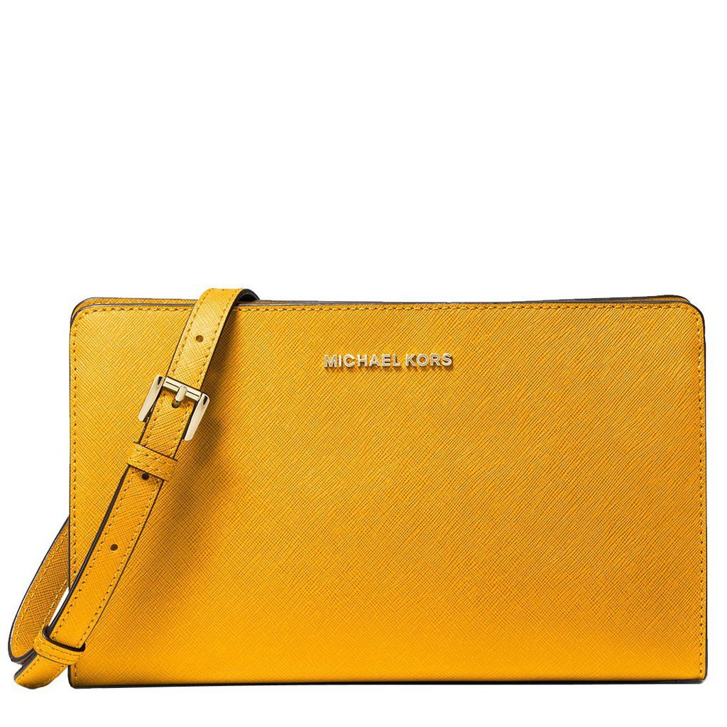 0arN Michael Kors Jet Set Large Saffiano Leather Convertible Crossbody